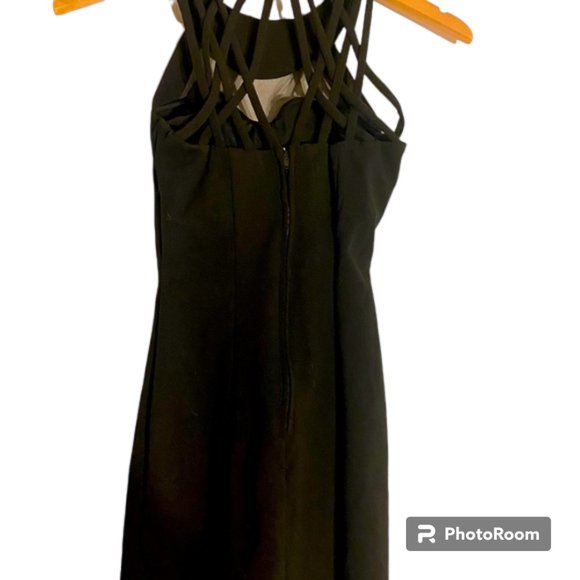 Speechless Juniors black halter mini dress with mesh in front strappy back sz 0 - Picture 5 of 6